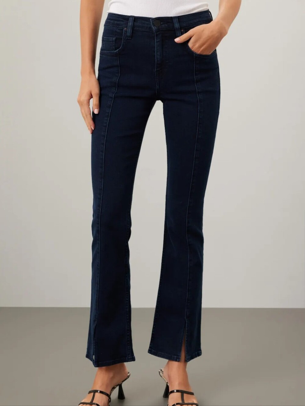 Hudson Barbara High Rise Baby Boot Cut Slit Hem Dark Wash Jean Sz 26